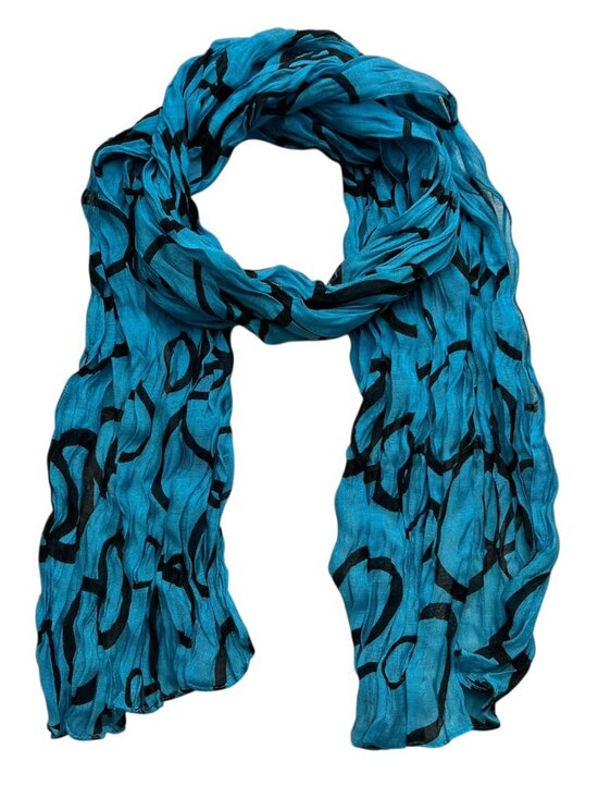 Spot L Accessories - Turquoise Printed Crinkle Scarf - Summer Beach Cover-Up Accessory
